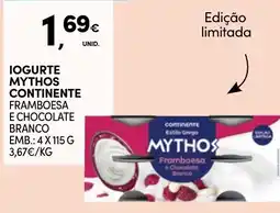 Continente Iogurte mythos continente framboesa e chocolate branco promoção