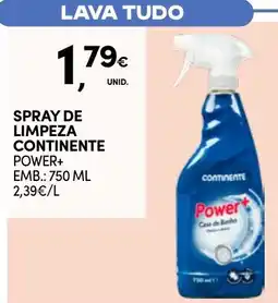 Continente spray de limpeza continente power+ promoção