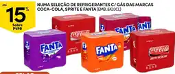 Continente numa seleção de refrigerantes c/ gás das marcas coca-cola, sprite e fanta promoção