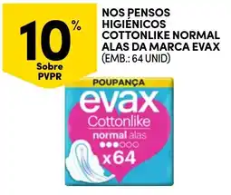 Continente Nos pensos higiénicos cottonlike normal alas da marca evax promoção