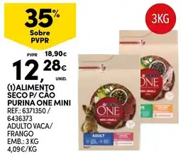 Continente alimento seco p/ cão purina one mini promoção