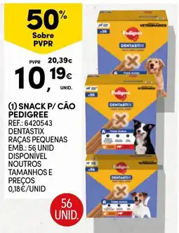 Continente Snack p/ cão pedigree dentastix raças pequenas promoção