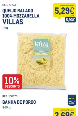 Makro Queijo ralado 100% mozzarella villas promoção