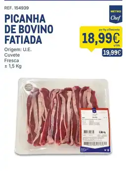 Makro Picanha de bovino fatiada metro chef promoção
