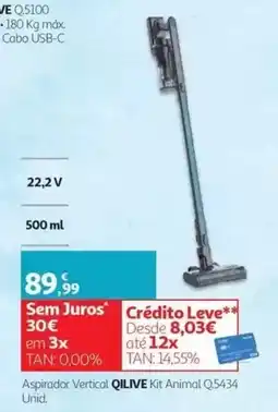 Auchan Aspirador vertical qilive kit animal promoção