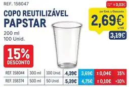Makro copo reutilizável papstar promoção
