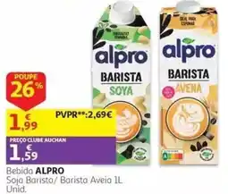 Auchan Bebida alpro Soja Barista/ Barista Aveia promoção