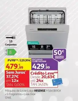 Auchan Máquina de lavar loiça hisense hs643b90x promoção