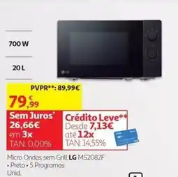 Auchan Micro Ondas sem Grill LG MS2082F promoção