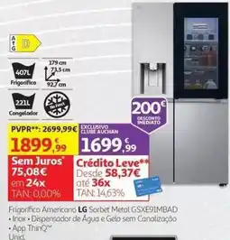 Auchan Frigorífico Americano LG Sorbet Metal promoção