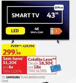 Auchan Tv samsung tu43u8005huxxc promoção