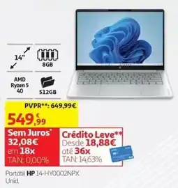 Auchan Portátil hp 14-hy0002npx promoção