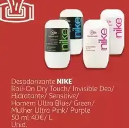 Auchan Desodorante nike roll-on dry touch/ invisible deo/ hidratante/ sensitive/ homem ultra blue/ green/ mulher ultra pink/ purple promoção