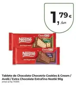 Aqui é fresco Tablete de Chocolate Chocotrio Cookies & Cream / Avelã / Extra Chocolate Extrafino Nestlé promoção