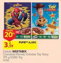 Auchan Cereais WEETABIX Chocolate Marvel/ Estrelas Toy Story promoção