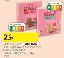 Auchan Barras de Cereais Auchan Less Sugar Aveia e Chocolate/Aveia e Amêndoa promoção