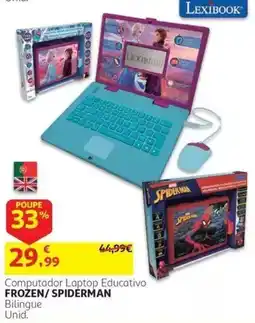 Auchan Lexibook Computador Laptop Educativo Frozen/Spiderman Bilingue promoção