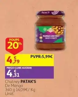 Auchan Chutney Patak's De Manga promoção