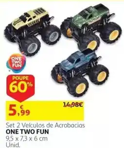 Auchan set 2 veículos de acrobacias one two fun promoção