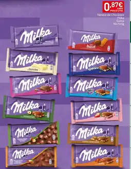 Recheio Tablete de Chocolate Milka Gama promoção