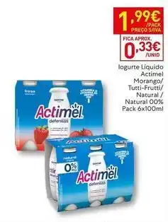 Recheio Danone - logurte liquido actimel morango/ tutti-frutti/ natural/ natural 100% promoção