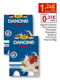 Recheio Danone - iogurte liquido puro morango/ morango e banana/patti frutti promoção