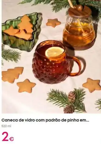 Com - caneca de vidro com padrão de pinha em