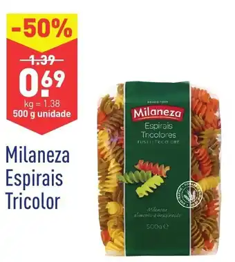 ALDI Milaneza Espirais Tricolor 500g promoção