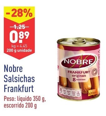 ALDI Nobre Salsichas Frankfurt 200g promoção
