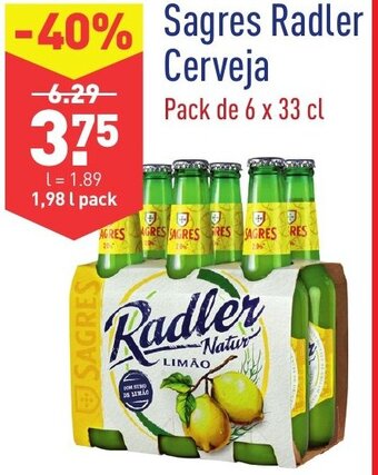 ALDI Sagres Radler Cerveja 1,98L promoção