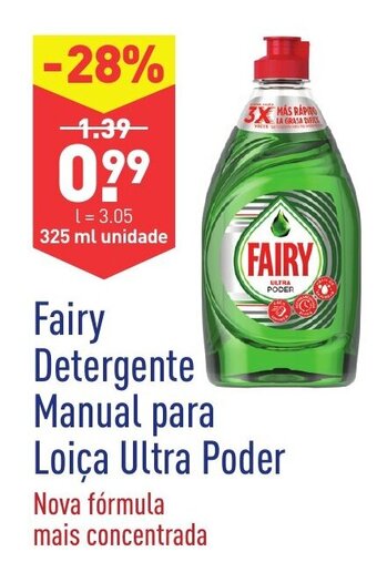 ALDI Fairy Detergente Manual para Loiça Ultra Poder 325ml promoção