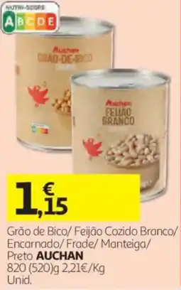 Auchan Grão de Bico/ Feijão Cozido Branco/ Encarnado/Frade/ Manteiga/ Preto Auchan promoção