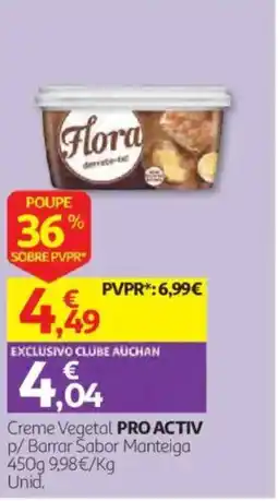 Auchan Creme vegetal pro activ p/barrar sabor manteiga promoção