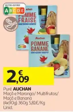 Auchan Puré auchan Maçã e Morango/ Multifrutos/ Maçã e Banana promoção