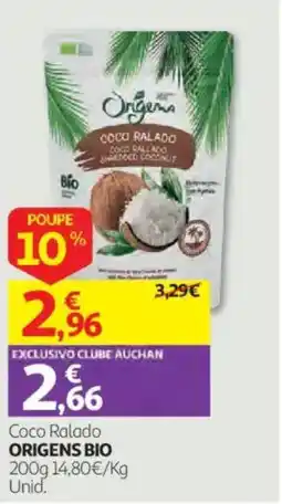 Auchan Coco Ralado Origens Bio promoção