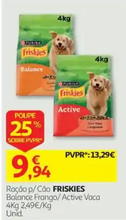 Auchan Ração p/Cão FRISKIES Balance Frango/Active Vaca promoção
