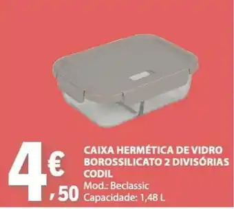 Caixa hermética de vidro borossilicato 2 divisórias