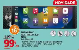 E.Leclerc auto rádio multimédia 6,3" zimo promoção