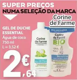 E.Leclerc Gel de duche essential agua de coco corine de farme promoção