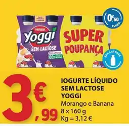E.Leclerc Iogurte líquido sem lactose yoggi morango e banana promoção