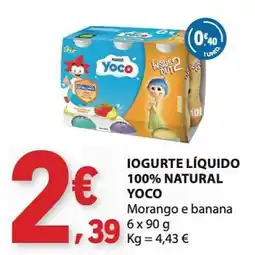 E.Leclerc Iogurte líquido 100% natural yoco morango e banana promoção