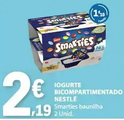 E.Leclerc Iogurte bicompartimentado Nestlé Smarties baunilha promoção