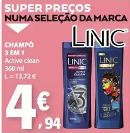 E.Leclerc Champô 3 em 1 active clean linic promoção