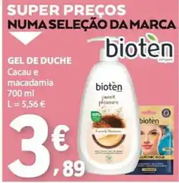 E.Leclerc Gel de duche bioten cacao e macadamia promoção