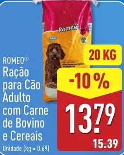 ALDI Romeo ração para cão adulto com carne de bovino e cereais promoção