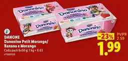 Lidl Danonino petit morango/banana e morango promoção