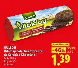 Lidl gullón vitalday bolachas crocantes de cereais e chocolate promoção