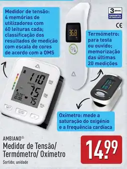 ALDI Ambiano medidor de tensão/termómetro/oxímetro promoção