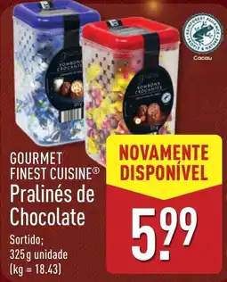 ALDI Gourmet finest cuisine pralinés de chocolate promoção