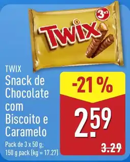 ALDI Twix Snack de Chocolate com Biscoito e Caramelo promoção